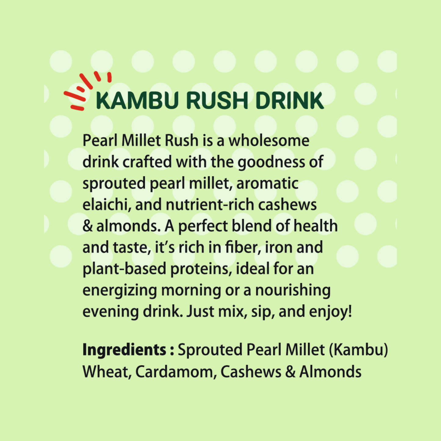 Kambu Rush Drink – Elaichi Flavor (100g)