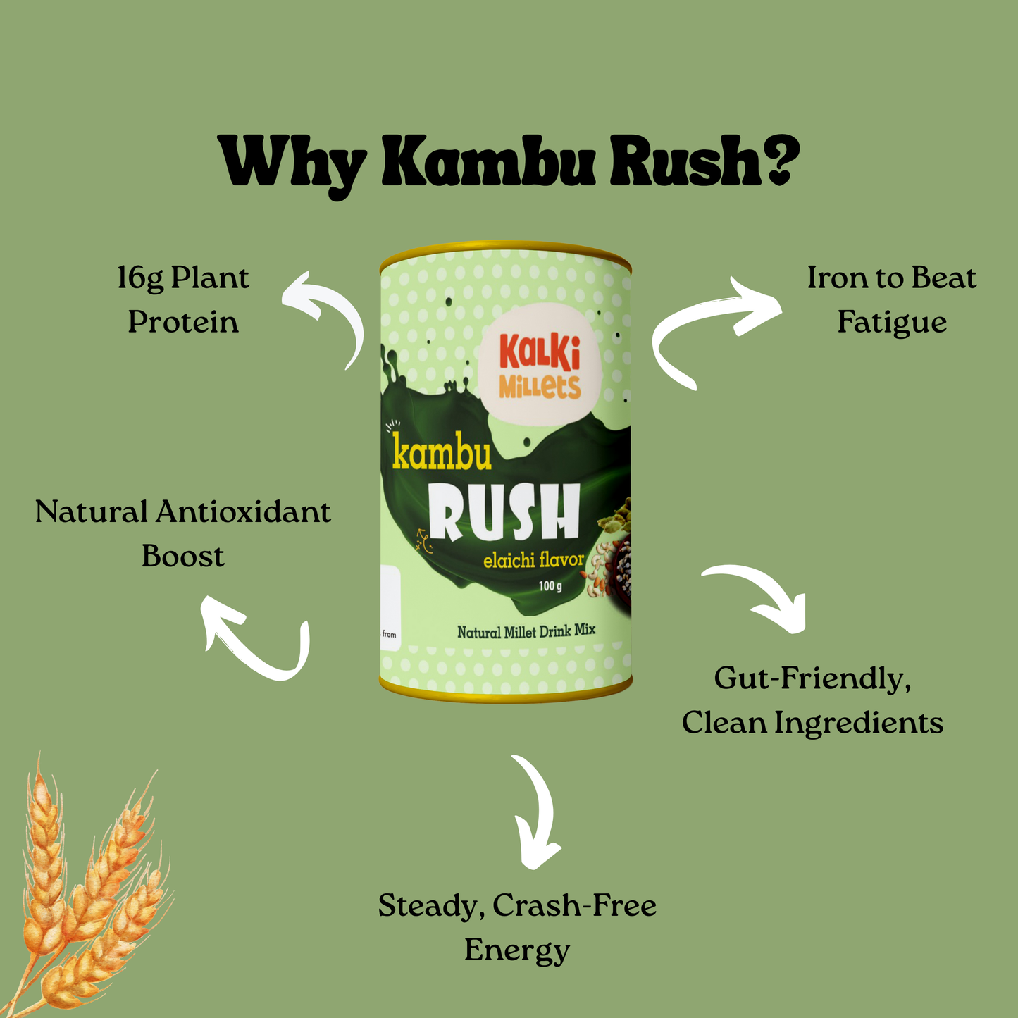Kambu Rush Drink – Elaichi Flavor (100g)